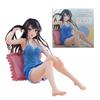 Figura de Anime Sakurajima Mai 9CM PVC Posição Sentada Roupas Caseiras Suspensórios Azuis Shorts Modelo Figura de Ação Brinquedos Coleção