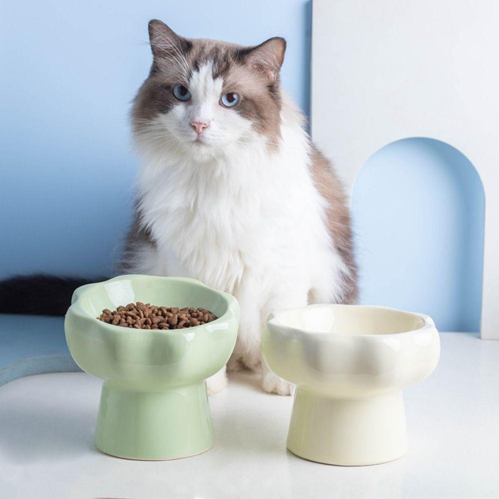 

Ceramic Flower Shaped Cat Bowl Creative Dog Food Feeding Basin Pet Drinking Feeder Neck Protection Style 1