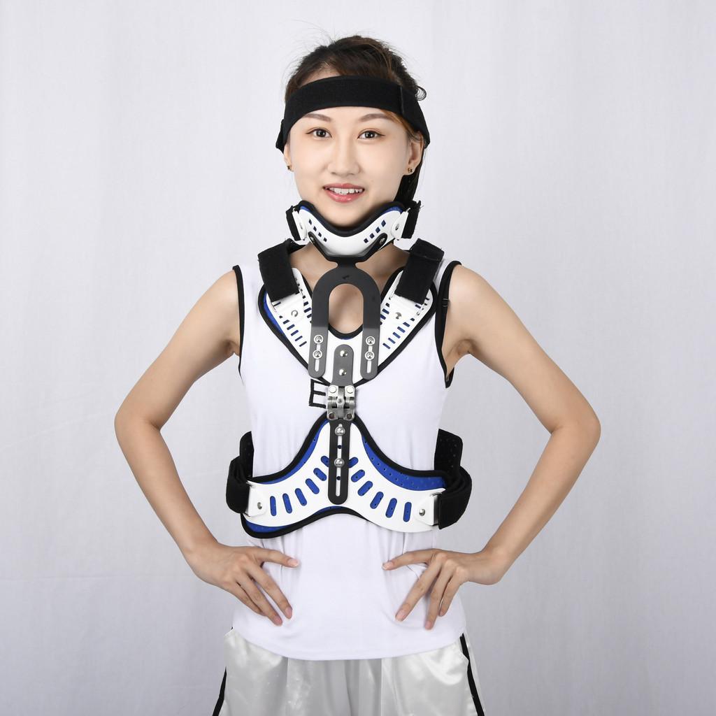Postoperative Rehabilitation Nursing Device Blue+White+Black Adult Adjustable Head Neck Chest Brace Cervical Fracture Support And Fixation Bracket