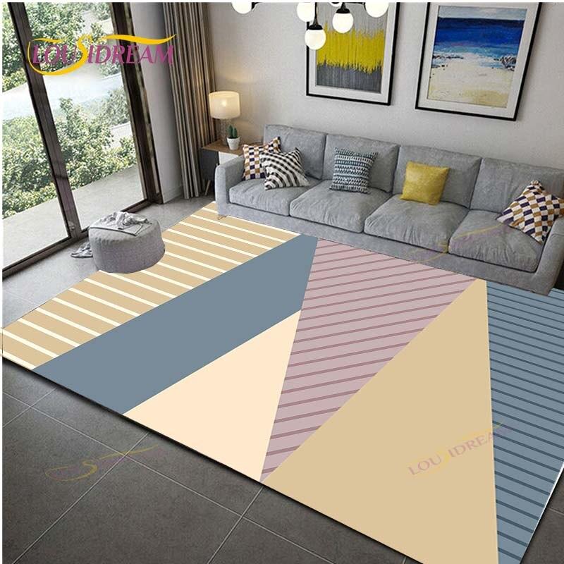 Geometric Carpet for Living Room Velvet Rug Kids Bedroom Bedside Rugs Soft Square Fluffy Carpets Home Sofa Table Decor Mat