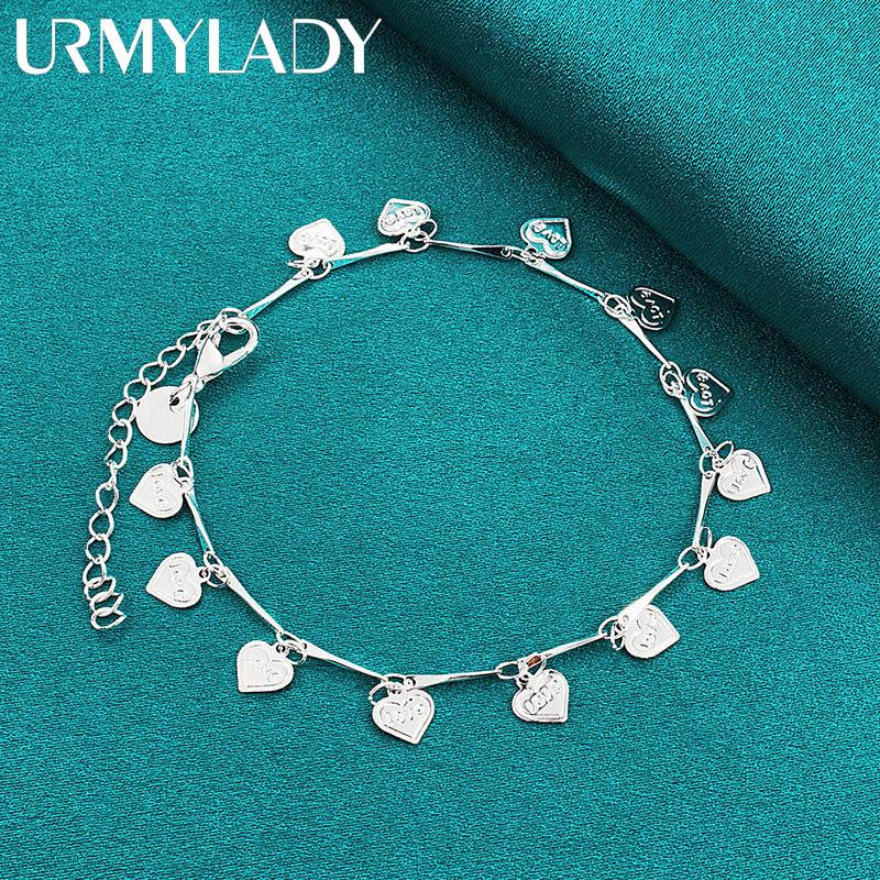 925 Sterling Silver Love Heart Armband För Kvinnor Bröllopsfest Modesmycken