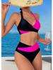 2025 Color Block High Waist Halterneck Bikini Two-Piece Swimwear for Women.