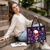 Pixel Skull Pattern Fashion Tote Bag Casual Portable Shopping Shoulder Bag For Daily Use 