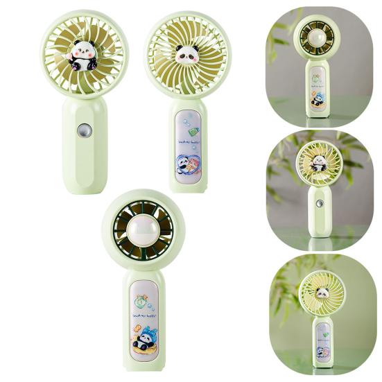 Handheld Fan Cartoon Panda Design Mini Portable USB Rechargeable Fan with Hanging Buckle Lightweight Quiet Motor Multiple Wind Speeds Cooling Fan