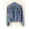 Trendy Women's Plus Size Pearl Embellished Denim Jacket