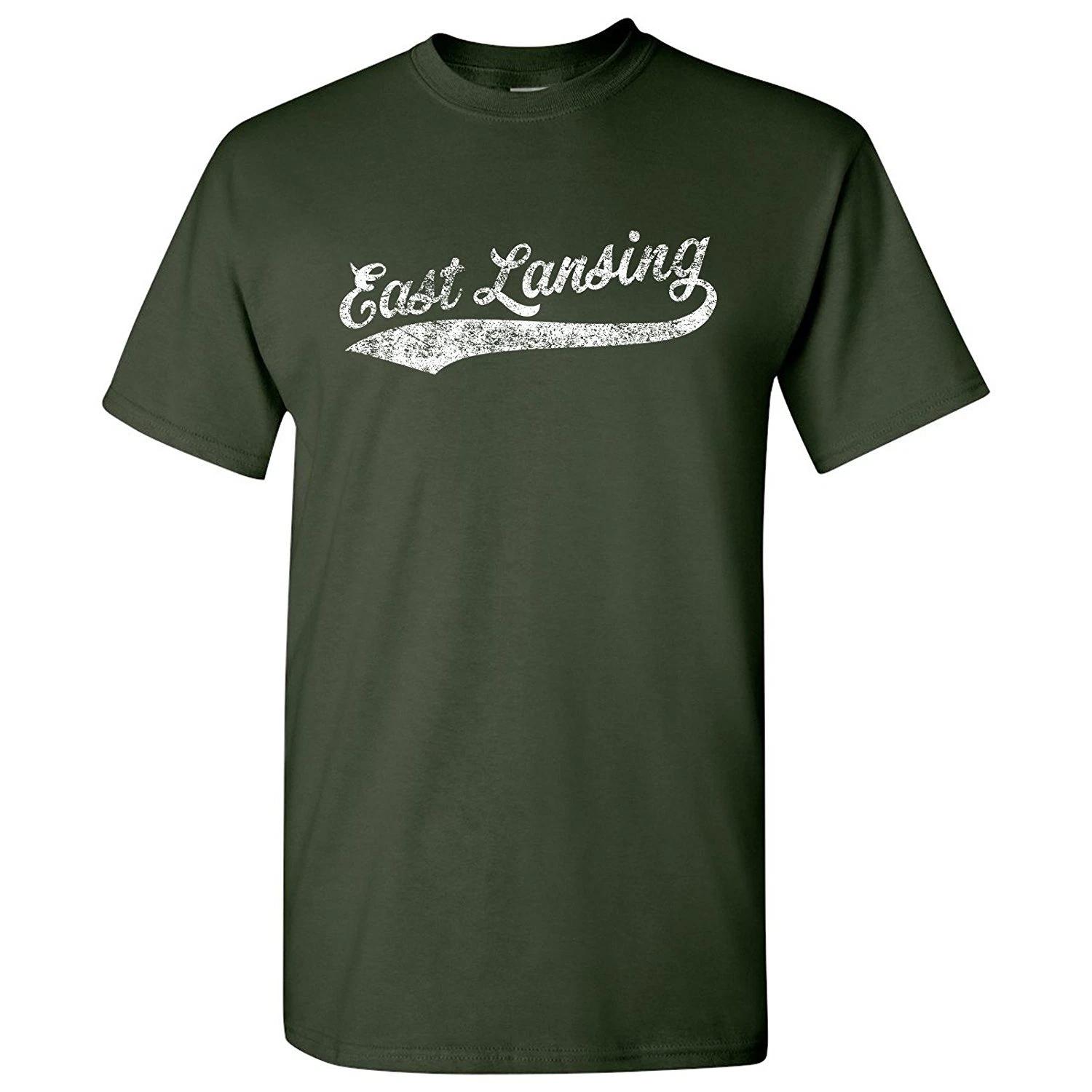 East Lansing City Baseball Script - Home Run Men s T-Shirt - Forest 4XL