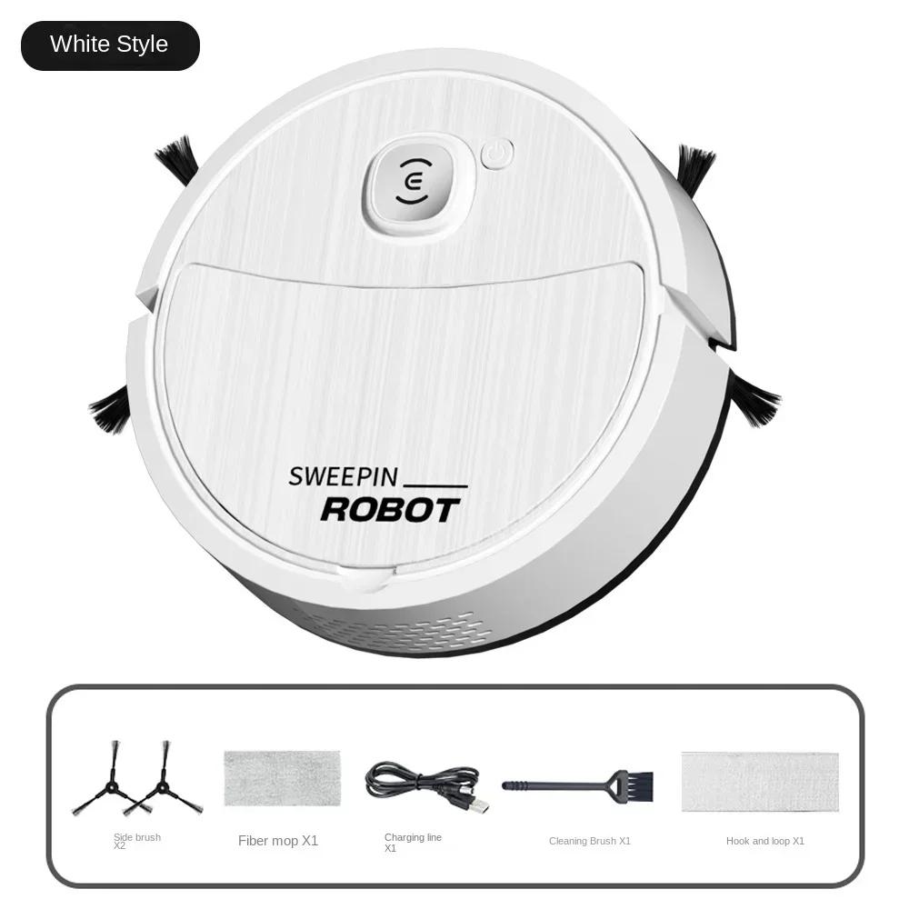 

3-in-1 New Robot Cleaner Sweeping Robot Suction Mopping Cleaning Machine USB Charging Lazy Home Vacuum Cleaner білий