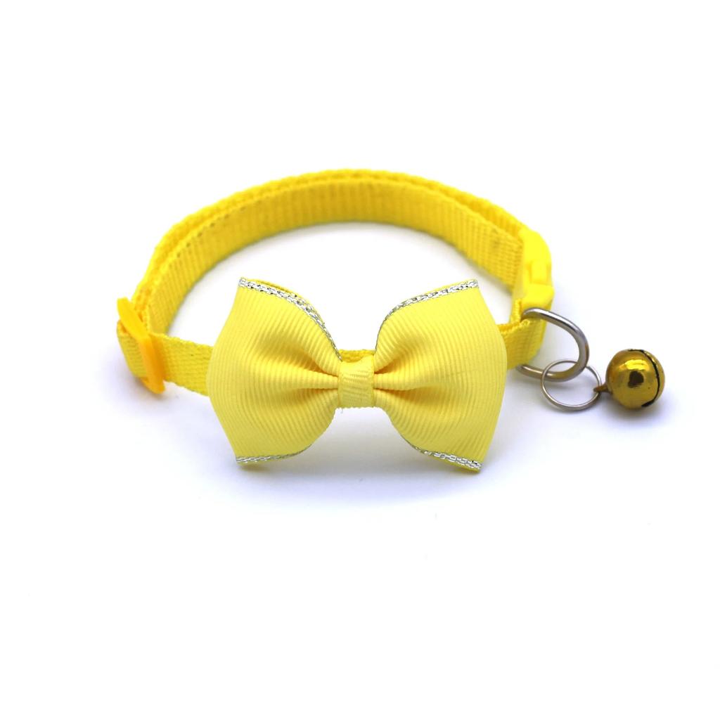 Cat Collar Solid Color Bowknot Puppy Chihuahua Collars with Bell Adjustable Safety Buckle Cats Bow Tie Pets Accessories