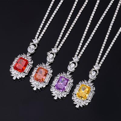 Autumn And Winter Jewelry High Carbon Diamond Ice Flower Cut Copper Inlaid Light Luxury Pendant Main Stone 12 * 16