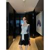 Kumikumi Idle Style Cardigan Outerwear Inner Wear Streamer Vest Sling Women Autumn Slimming Skirt Three-Piece Set