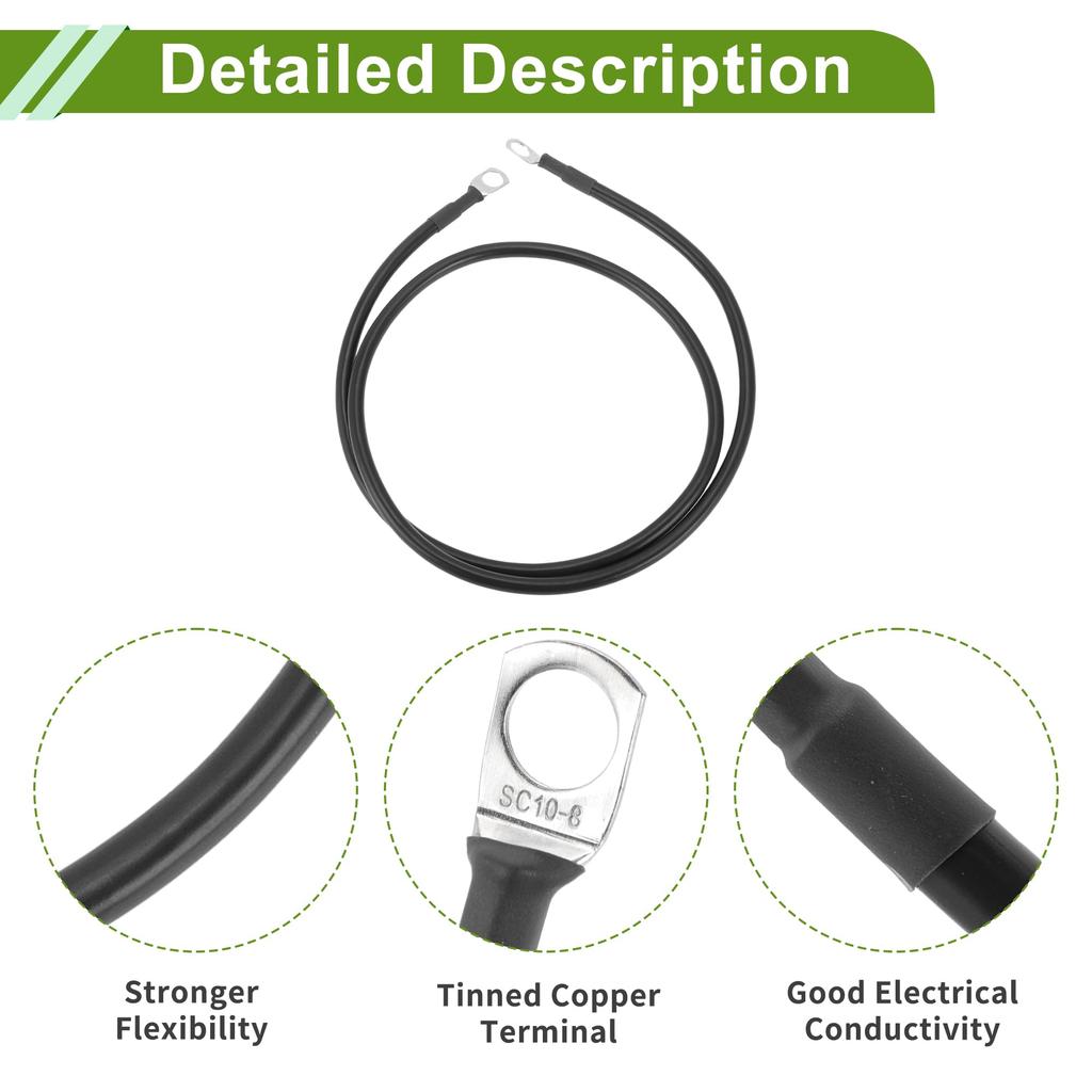 HOPESPANNER Universal 5/16" Lug Inverter Cable Black 3FT Cable Tinplated Copper 1pcs