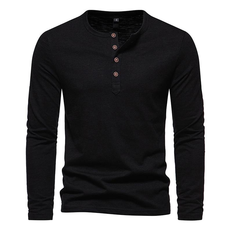 

Men s Color Matching Four Button Henry Long Sleeve T-Shirt 2XL