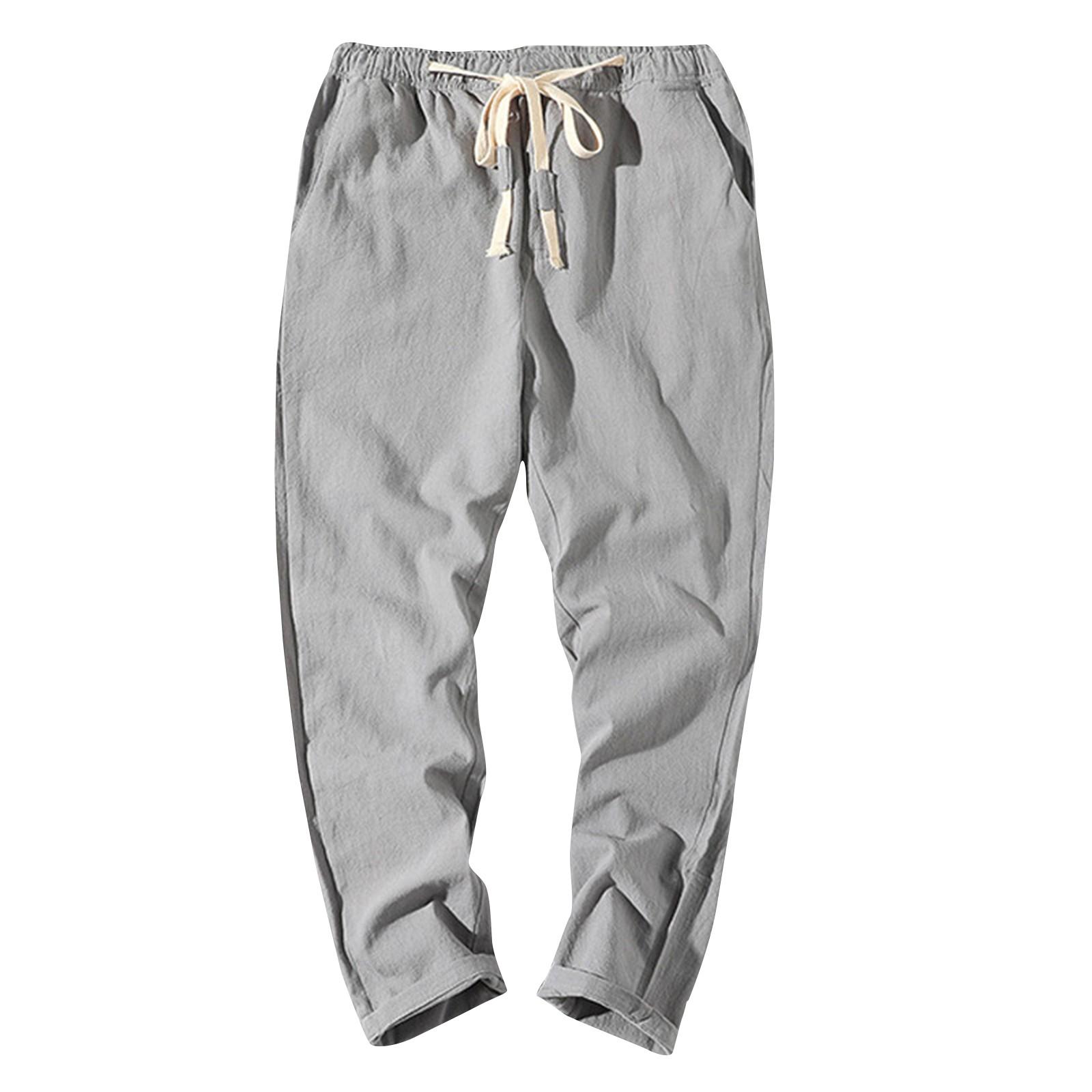 Мужские летние повседневные модные льняные брюки Мужские летние дышащие крутые брюки M