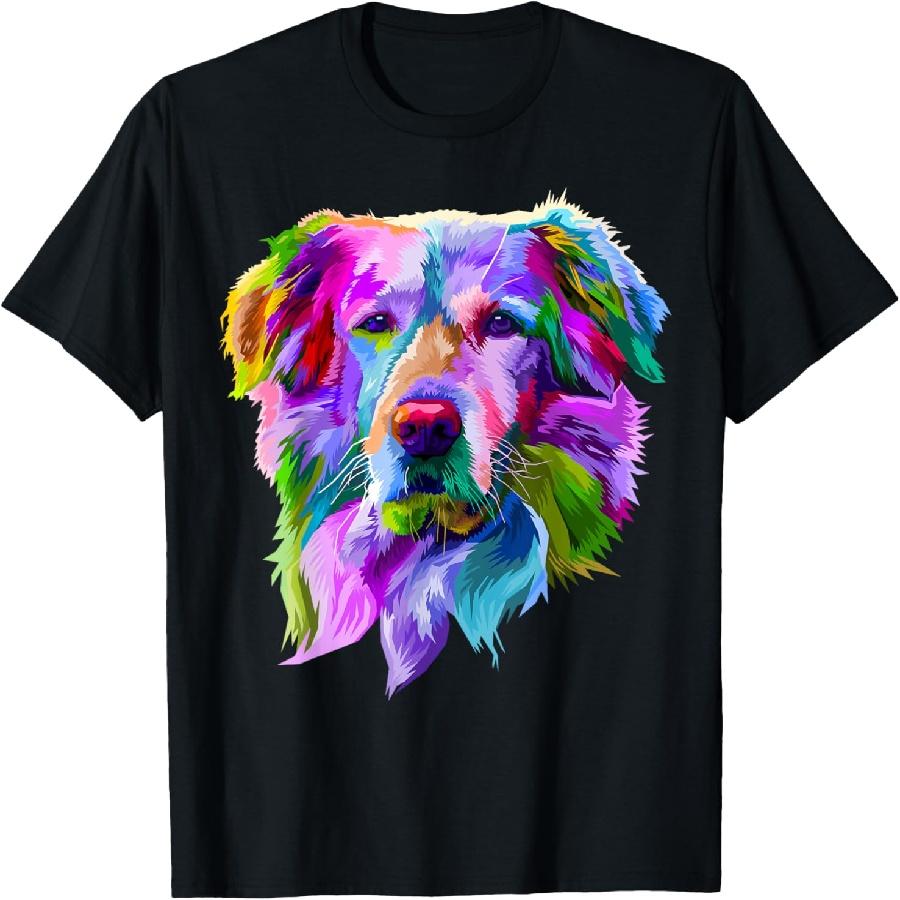 Golden Retriever Pop Art Portrait for Dog Owners Men Women Girls Kids T-Shirt S