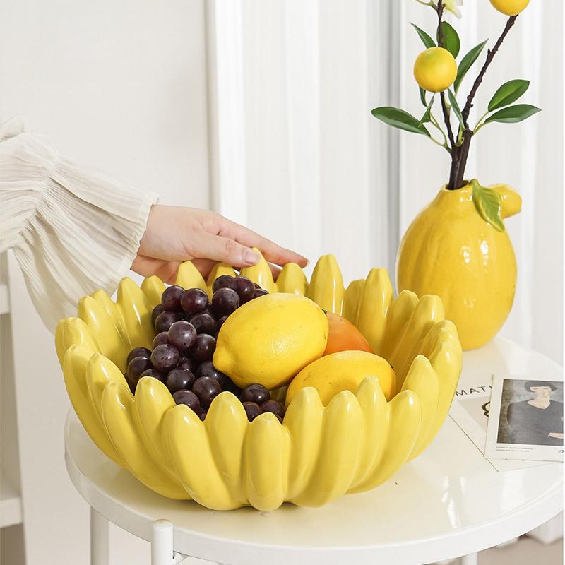 Creative Ceramic Fruit Plate High-End Dining Table Snack Dish Living Room Decorative Ornament for Coffee Table