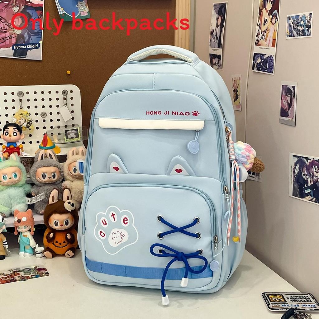 Large Capacity Simple Backpack With Letter Printing And Cat Ear Design For Daily