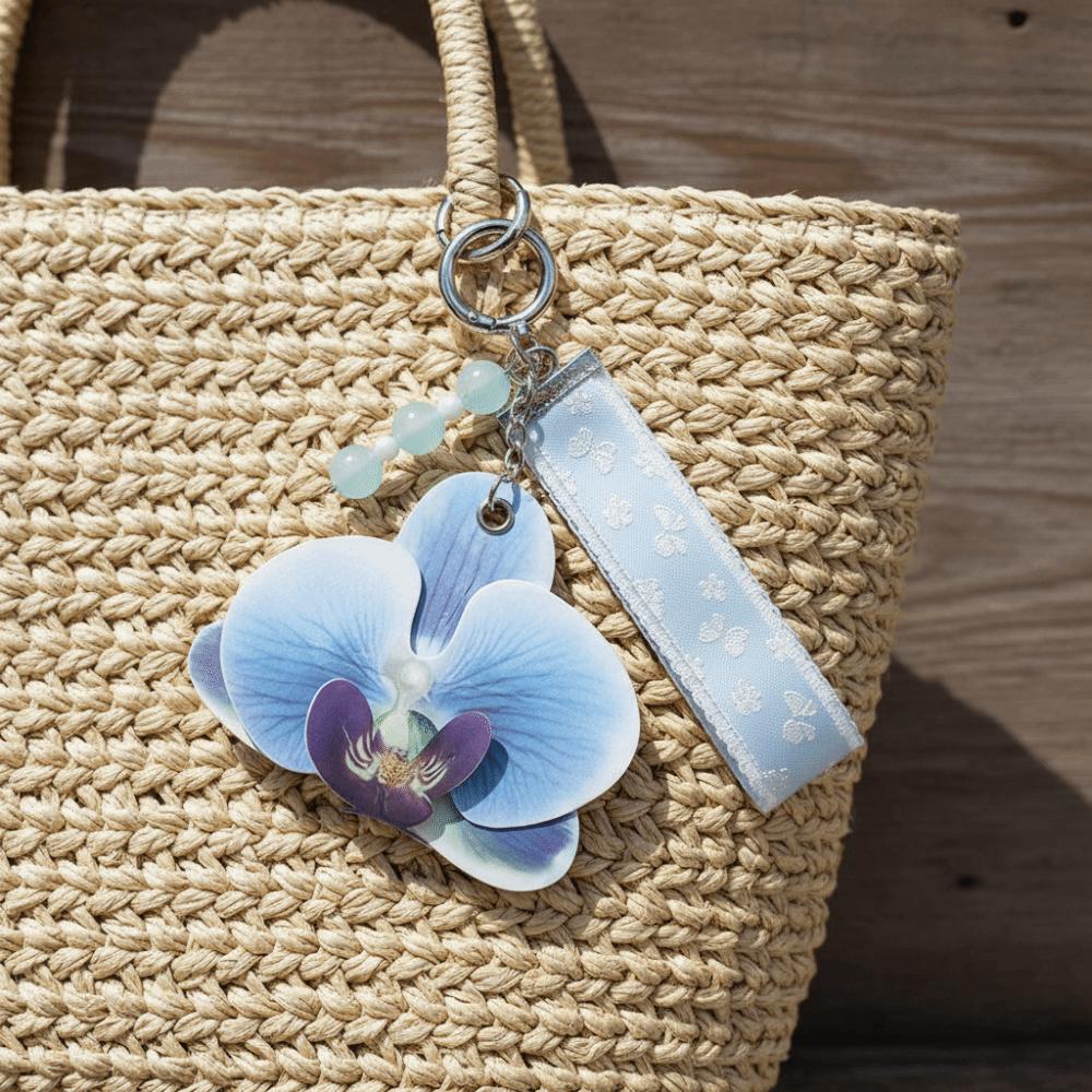 Colorful Flower Keychain Beads Bag Pendant Fashion Butterfly Orchid Pendant Gift