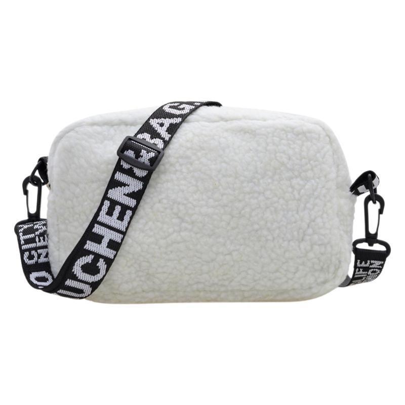 Lamb Wool Wash Shoulder Bag, Retro Solid Color Plush Small Square Bag, New Storage Messenger Bag, Envelope Bag.