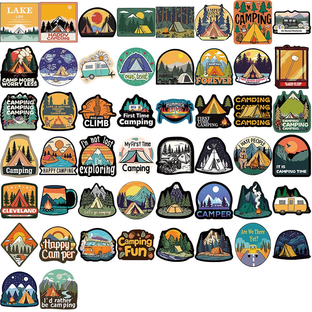 10/30/50/100pcs Retro Forest Camping Life Stickers Funny Outdoor Travel Cartoon Decals Skateboard Guitar Phone Graffiti Sticker