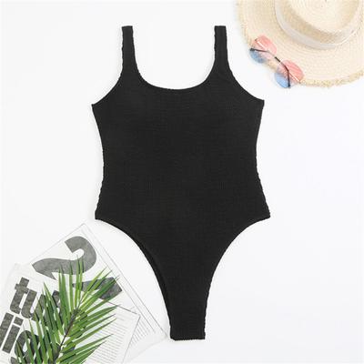 Damen Candy Color Monokini U-Ausschnitt rückenfreier einteiliger Badeanzug Schnell trocknender Badeanzug Skinny Beachwear