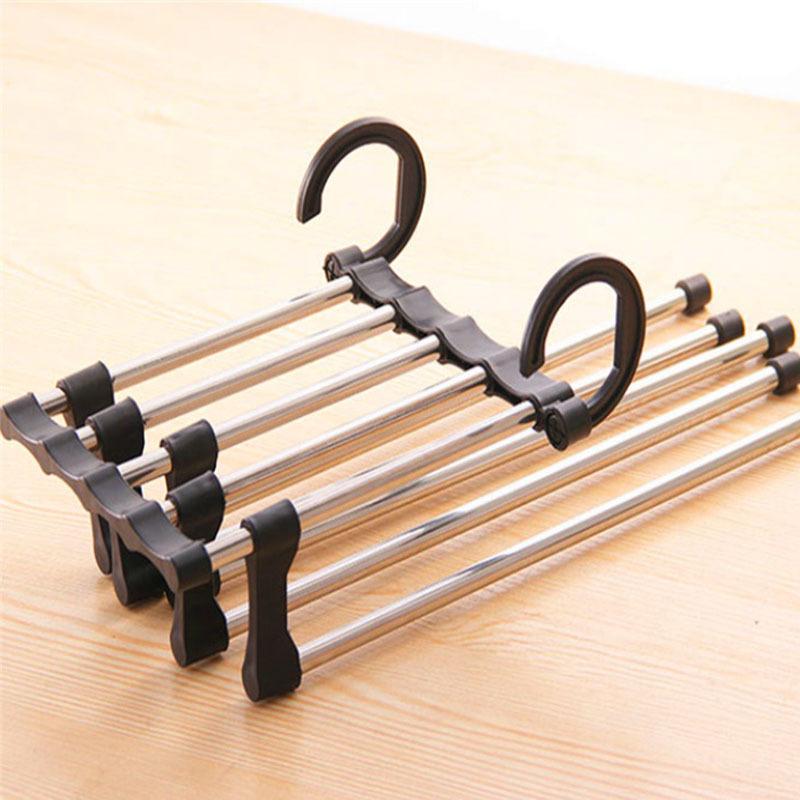 Five In One Magic Stainless Steel Hanger with Retractable Multifunctional Pants Rack