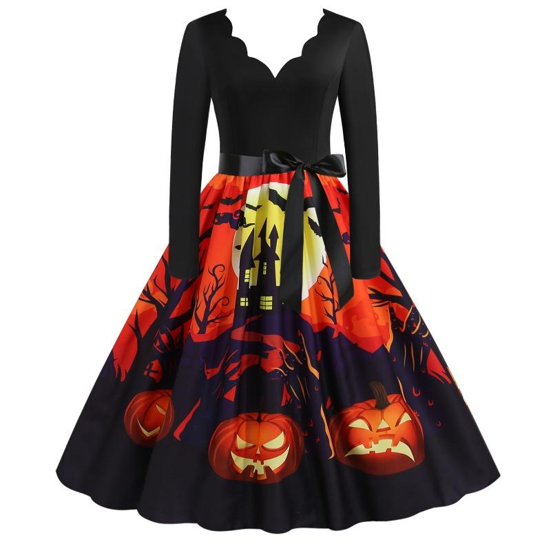 JPNTKY Fashion Spring Autumn V-Neck Long Sleeve Casual Dresses