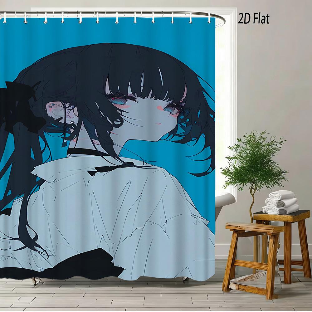 2D Flat Naruto Anime Minato Namikaze Rasengan Print Waterproof Shower Curtain For Bathroom Decor
