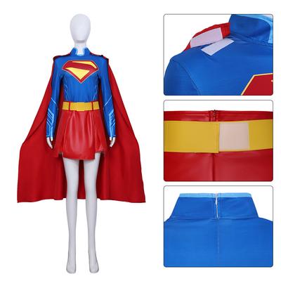 Fantasia Cosplay, menina do amanhã de halloween cos supergirl vestido heroína supergirl meias capa fantasia