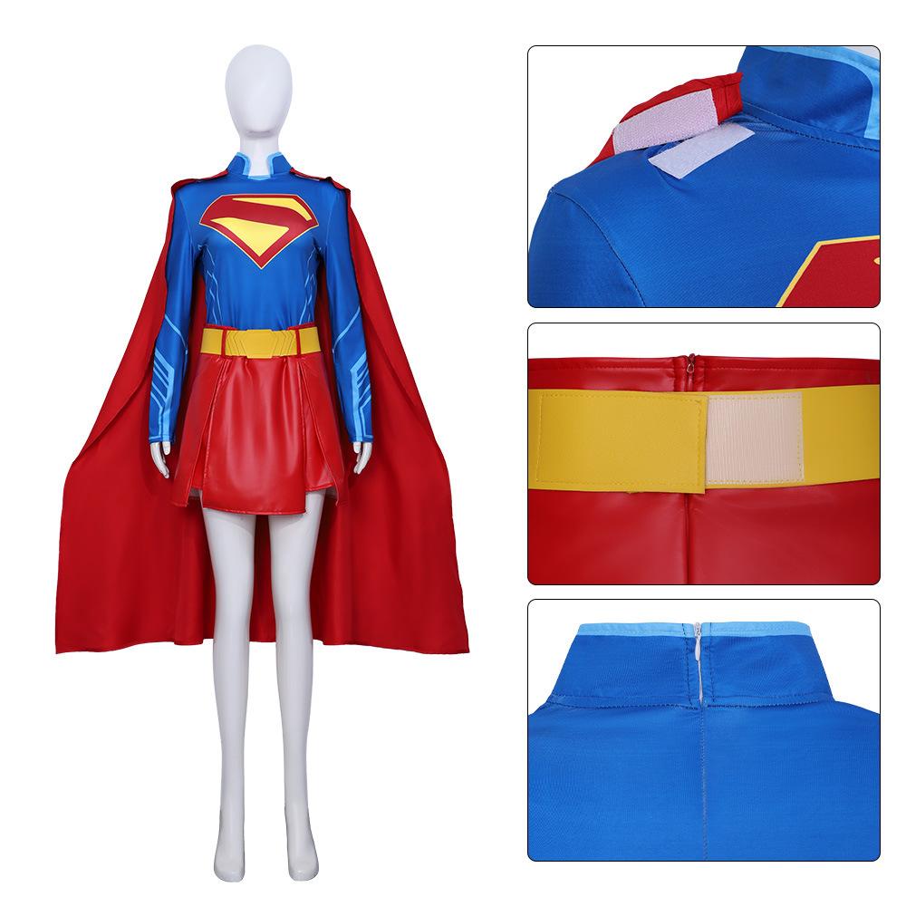 Cqqa Unisex Cosplay Costume, Halloween Girl Of Tomorrow Cos Supergirl Dress Hero Supergirl Tights Cape Costume Cm