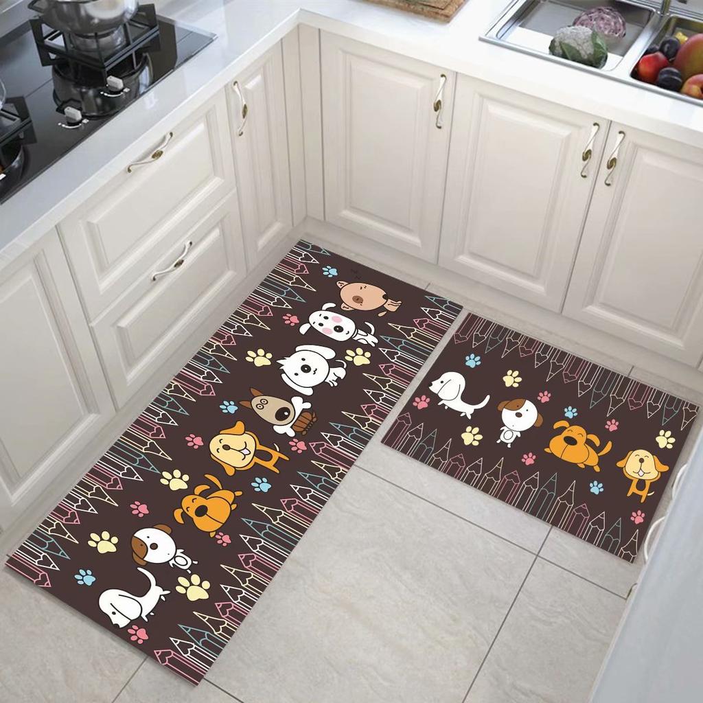 Cartoon Kitchen Floor Mat, Water-Absorbing And Oil-Absorbing Diatom Mud Floor Mat, Wear-Resistant And Dirt-Resistant L-Shaped Floor Mat, Anti-Skid Ma