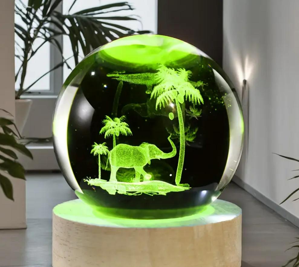 Umgebungslicht Saturn 3D Kugel Lampe Sonnensystem Kristallkugel mit Mehrfarbiger LED Lichtbasis Stimmungslicht Geschenke Geburtstag