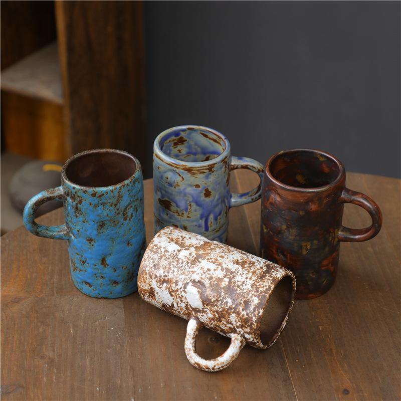 Cană Ceramică cu Glazură Schimbată în Cuptor Aprovizionare Personalitate Ceramică de Uz Casnic Ceramică Japoneză de Înaltă Calitate Ceramică Brută Cană de Apă Cană de Cafea Retro