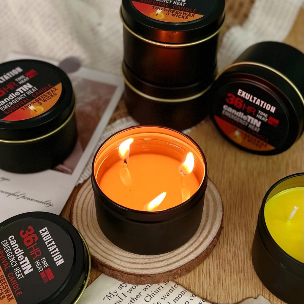3-Wick Portable Survival Candle,Up to 36H,Burning Natural Aroma for Home,Outdoor Camping