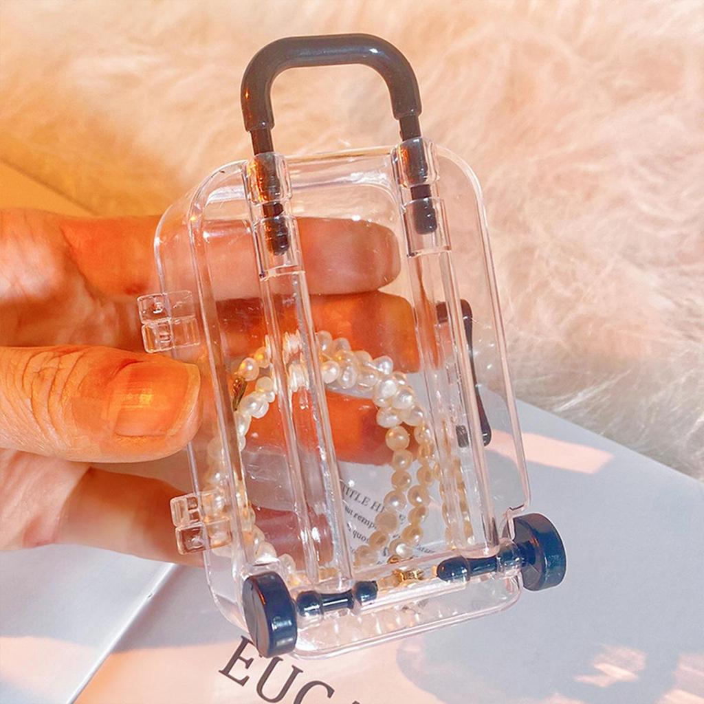 Creative Mini Luggage Storage Box for Wedding Candy, Nail Art Accessories, and Toys - Transparent Small Box.