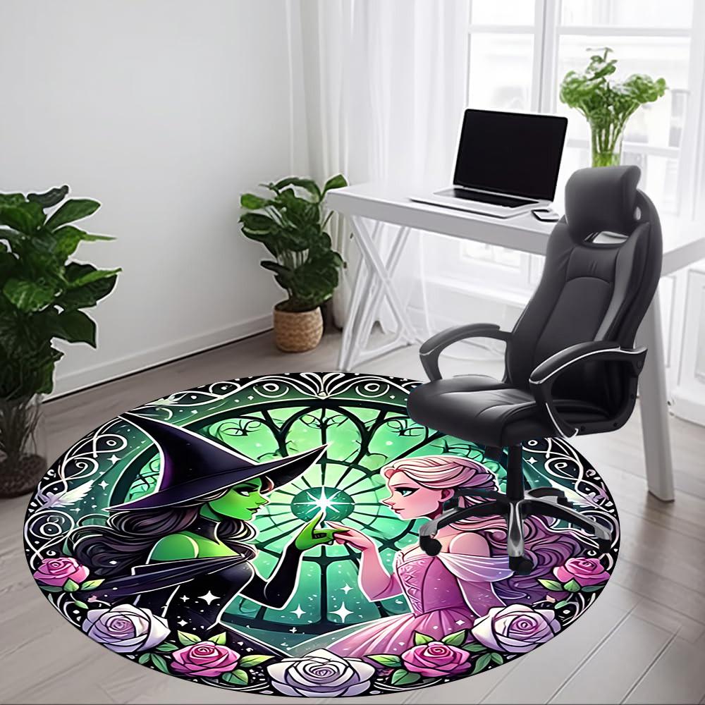 1pc Wicked Chair Carpet for Office, Indoor Non Slip Washable Polyester Fiber Carpet,