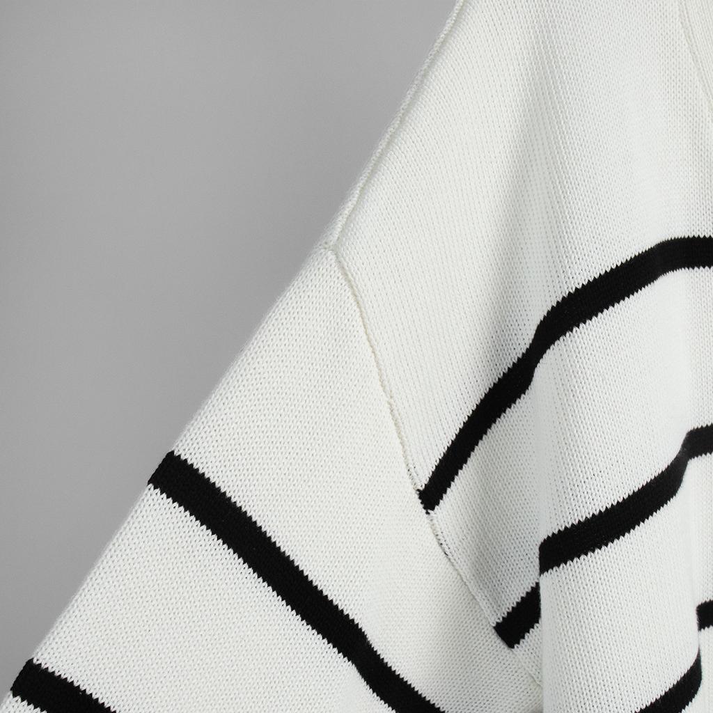 Women'S Striped Knit Cardigan V-Neck Cotton Thickened Warm Loose Fit Autumn Winter Sweater