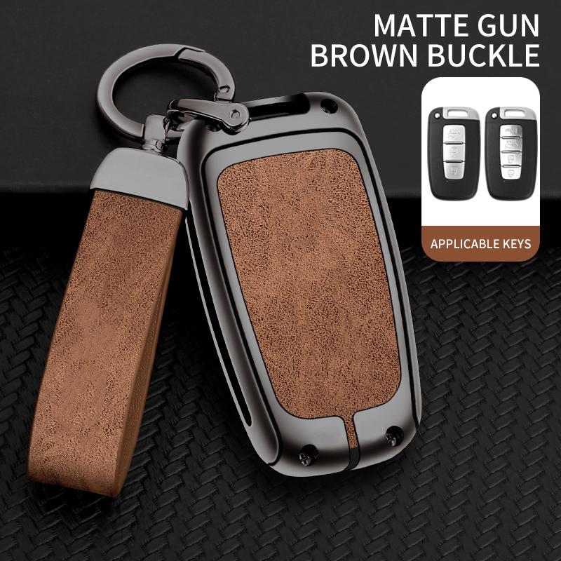 Zinc Alloy Leather Car Key Case For Hyundai Solaris Hb20 I30 Veloster Sr Ix35 Elantra Accent For Kia Sportage K5 Rio Sportage K2