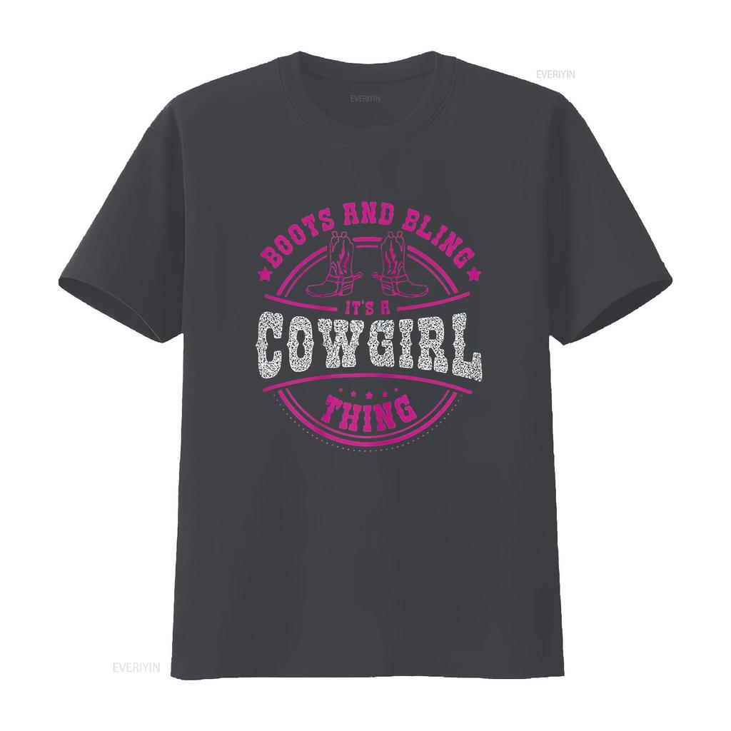 Womens boots bling it s a cowgirl thing Western Unique T Shirt for Women Soft and Breathable Casual vintage Washed streetwear