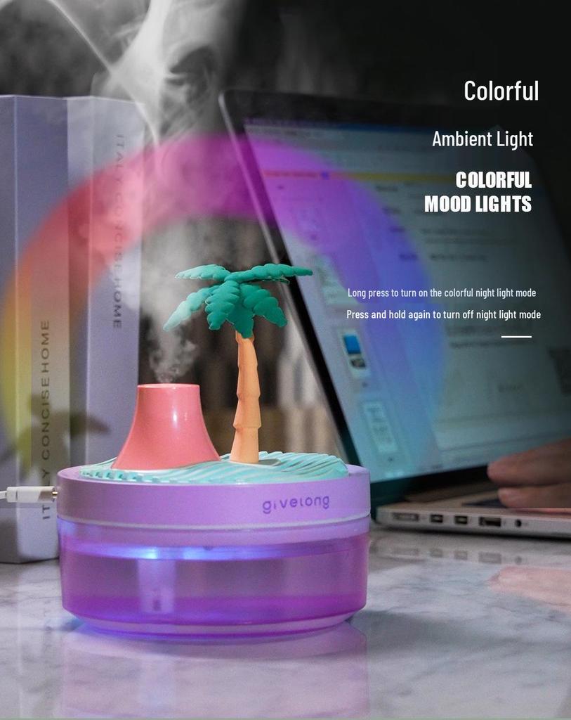 Seven-Color USB Flower Air Humidifier for Desk or Car