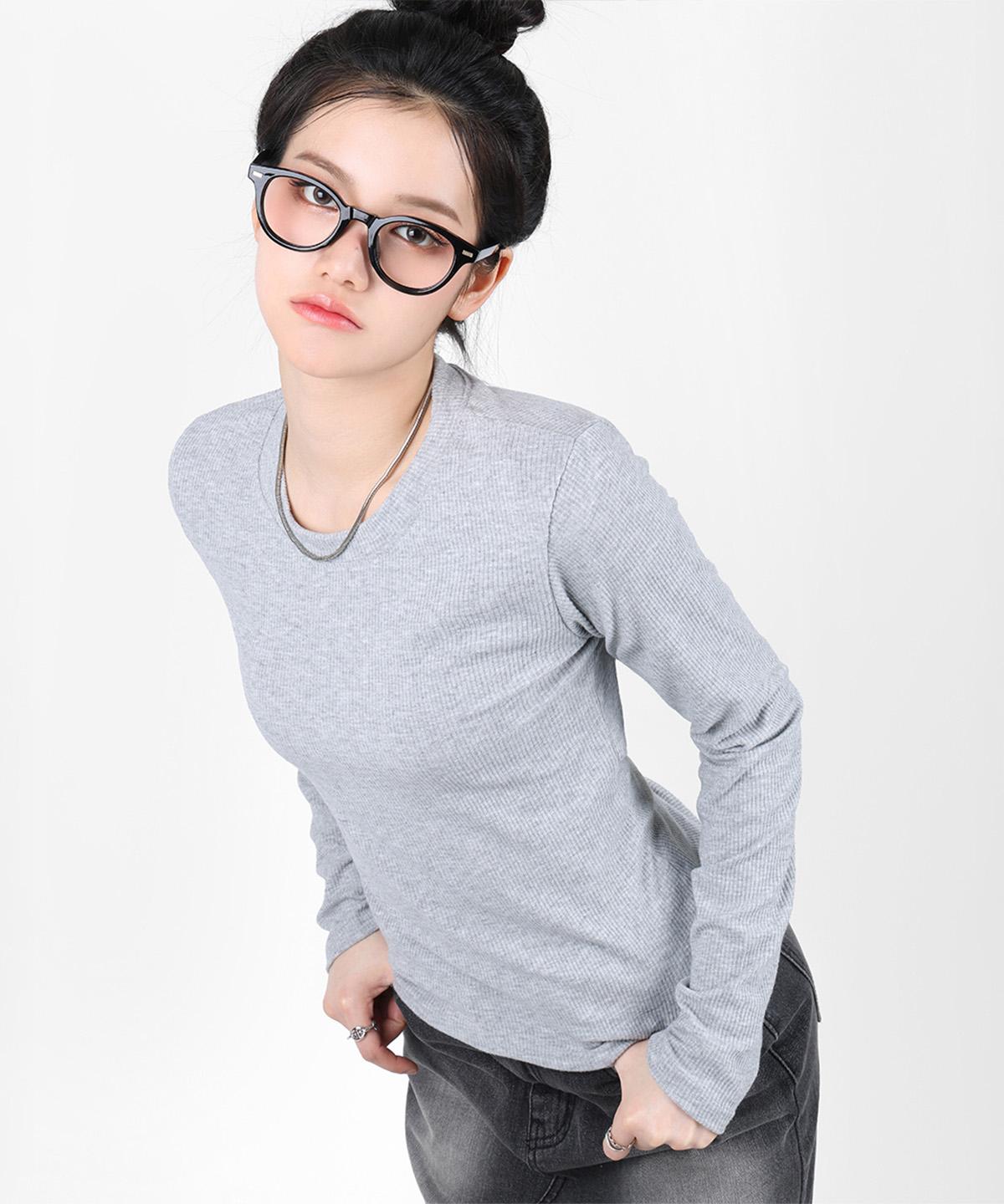 Poder Fit Ribbed Long Sleeve T-Shirt_Gray Free (Ft23)