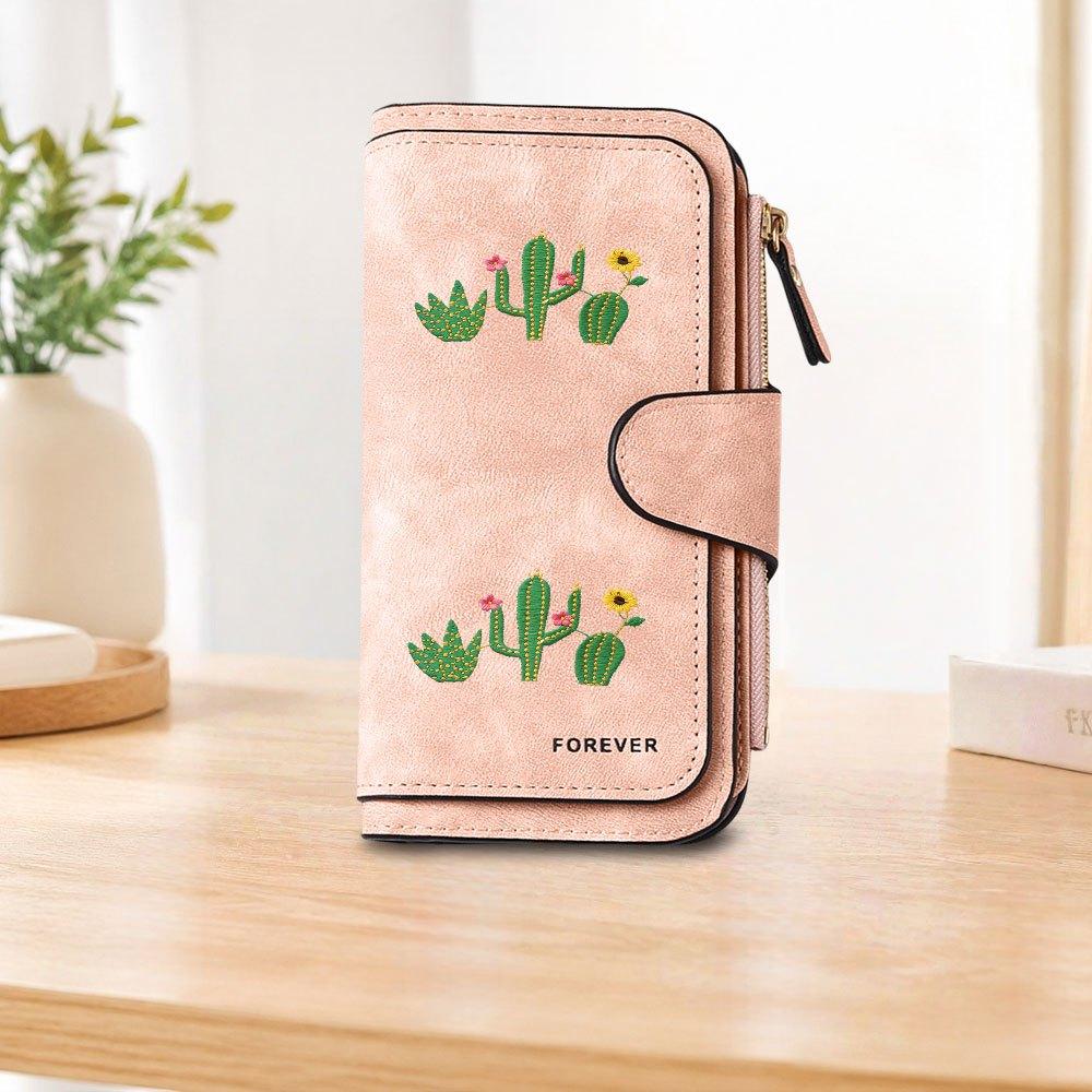 Cactus Long Zipper Wallet, Large-capacity Card Holder, Unisex Clutch Bag, Stylish Zippered Coin Purse, Suitable for Daily Use, a Great Gift for