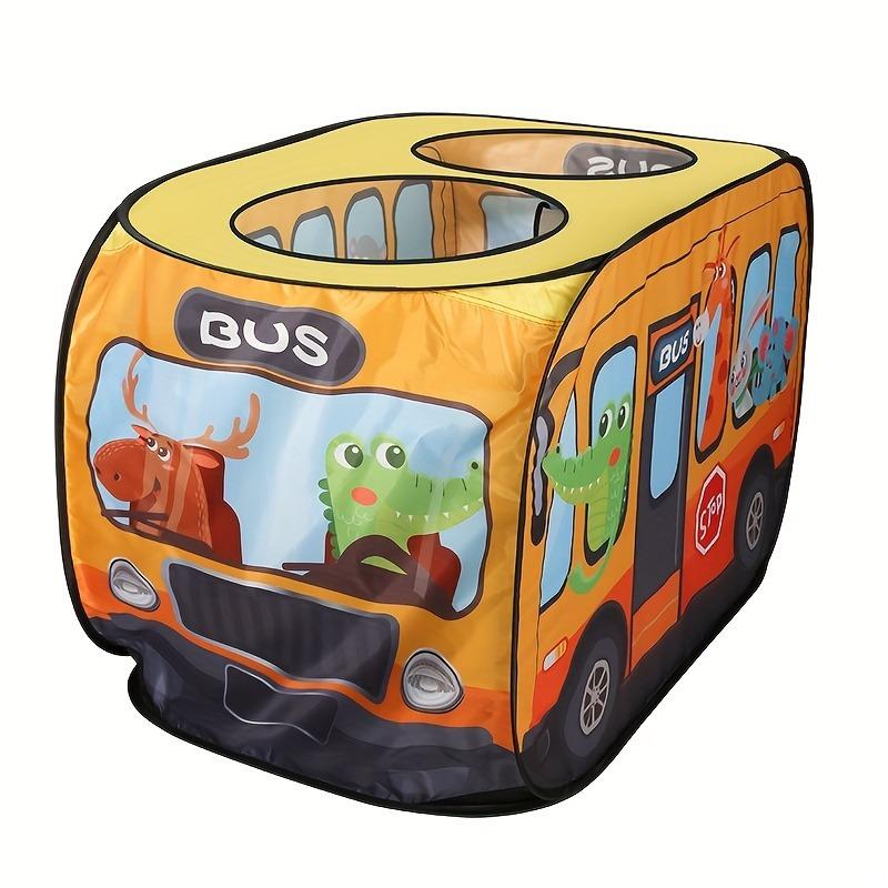 Gelbes, busförmiges Spielzelt, faltbares interaktives Spielhaus für drinnen und draußen, tolles Geschenk für Kinder