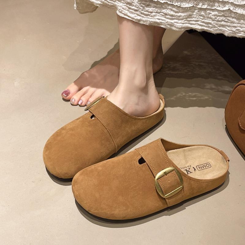 Mode 2025 Neue Damen Weichsohle Outdoor Tragbare Hausschuhe Halbslipper Flachkopf Bedeckt Sommer Retro-Stil Slipper