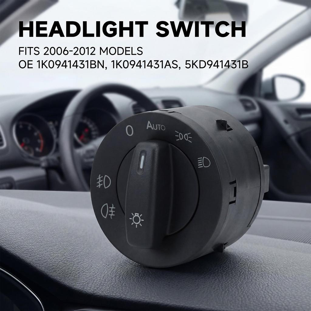 Automotive Accessories for Golf 5 6 Headlight Switches Knob 5KD941431B Easy Installation Headlamp Fog Light Control Switches