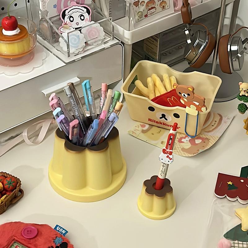 Pudding Pencil Holder Adorable and Cute Pudding Pencil Holder Creative Desktop Girl Heart-Shaped Mini Decoration