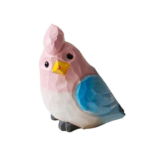 Hand-Carved Bird Sculpture Solid Wood Ornaments Miniature Desk Decor for Home Study Office Room Cute Gift for Bird Lovers