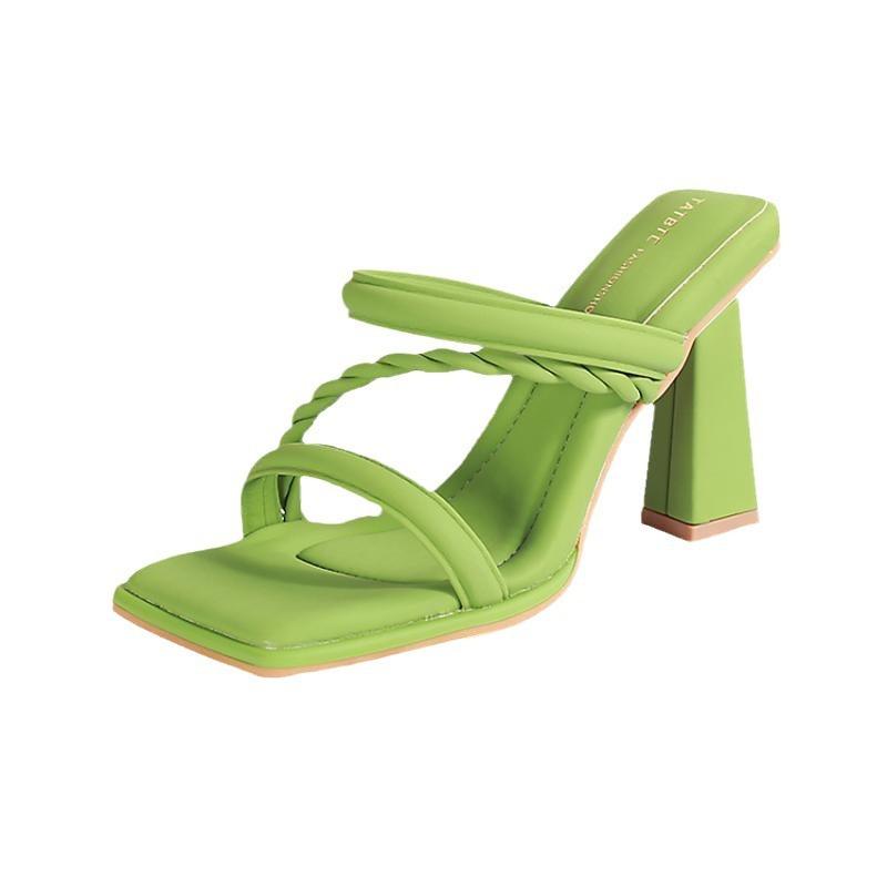 Coarse Heel Fashion Slippers Women's New Open-toed High-heeled Sandals In Summer 2025, Wearing Versatile Temperament One-word Slippers