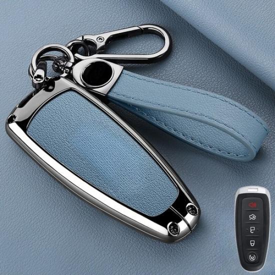Zinc Alloy Leather Car Key Fob Case Cover Bag For Lincoln MKS MKT MKX Navigator