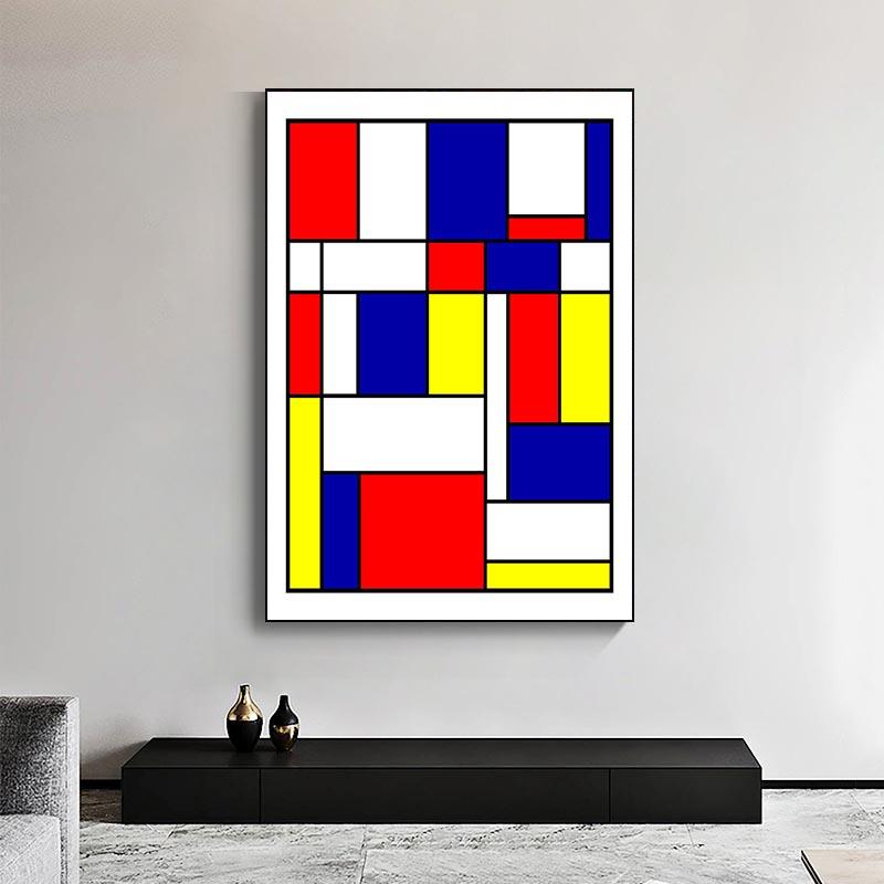 Mondrian Inspired Canvas Art Paintings Colorful Posters and Prints Abstract Wall Art Pictures for Living Room Home Decoration No Frame