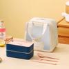 MeyJig Two-Layer Lunch Box with Tableware Microwave Bento Box Suit for Kid Adult Food Container
